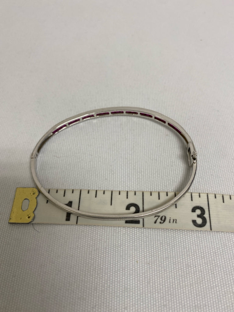 Silver Fuchsia Jeweled Bracelet