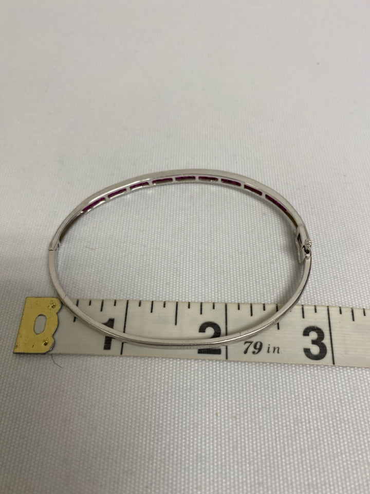 Silver Fuchsia Jeweled Bracelet