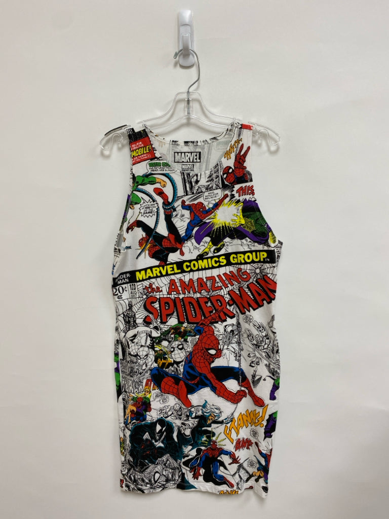 SIZE L White/Black Multi Color Spiderman Sleeveless Girl&