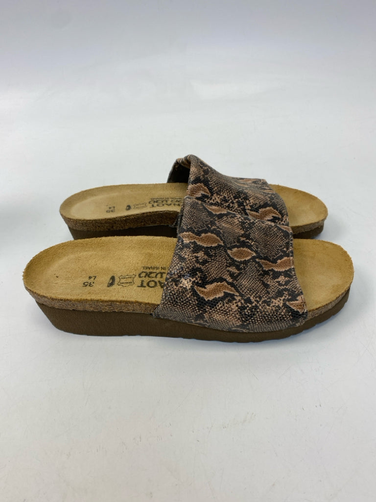 Naot  Size 4 Brown Black Snakeprint Sandals