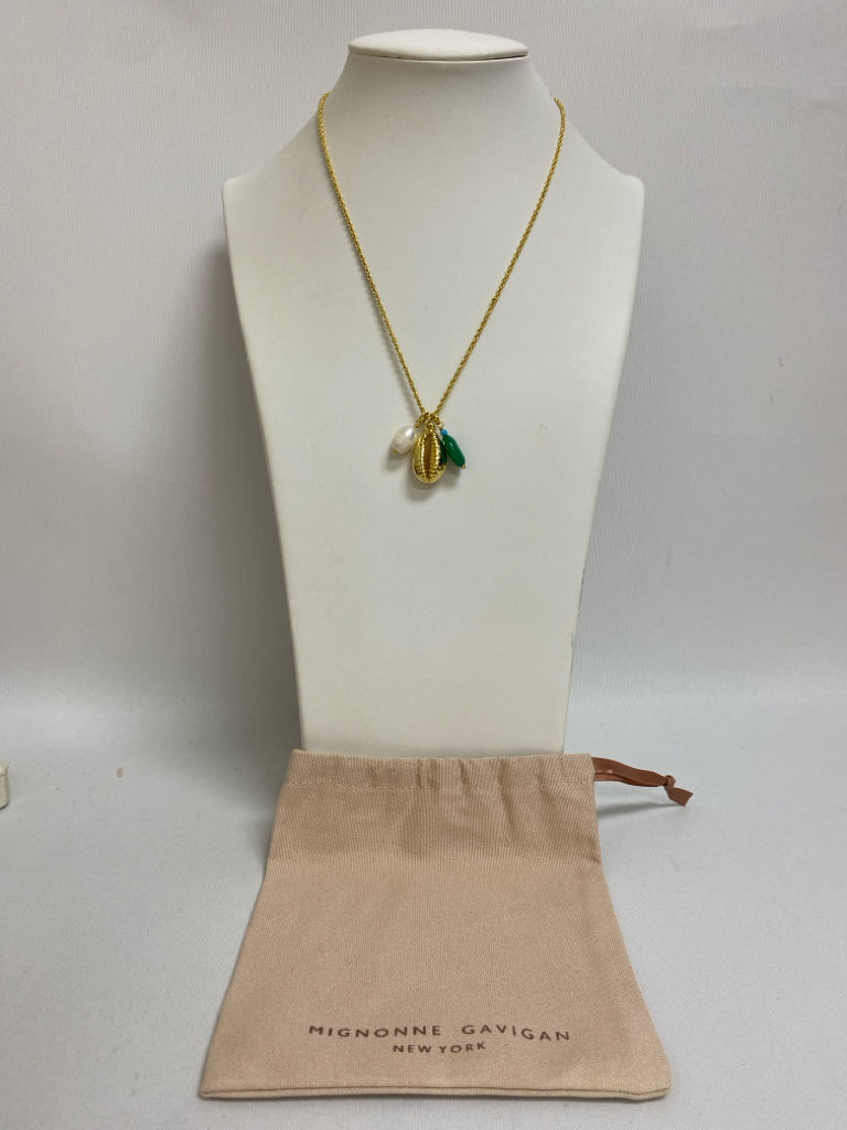 Mignonne Gavigan Gold Color Green Stones Necklace