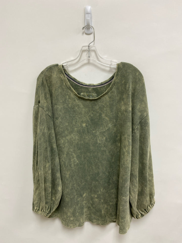 Pilcro Size XL Faded Sage Waffle Puff Sleeve Ladies Top