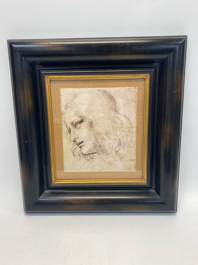 Cream Brown Faces Framed Art