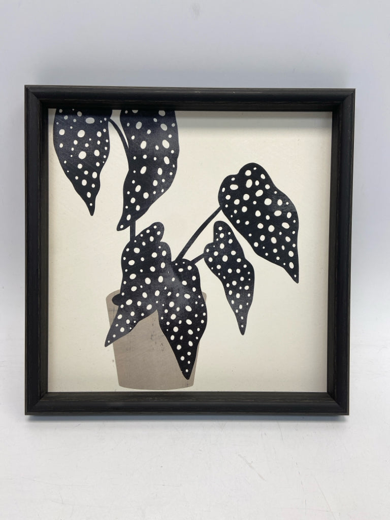 Black/White Leaves Framed Art