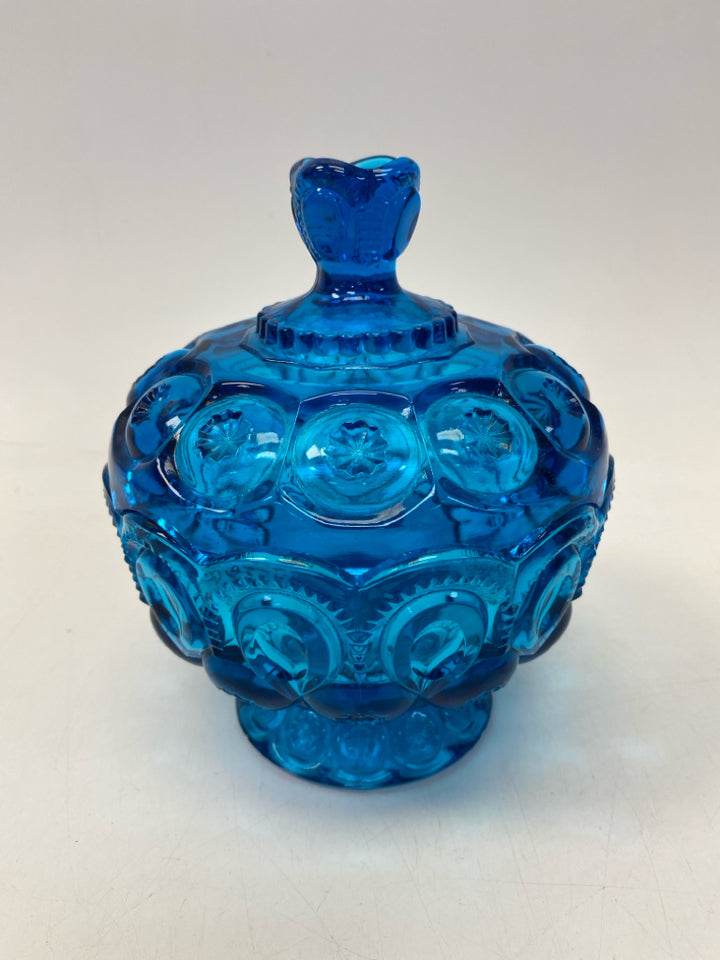 Royal Blue Moon/Stars Glass Candy Container