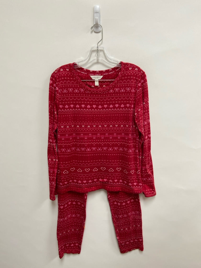 Laura Ashley Size L Red Pink Hearts Ladies 2pc Pajamas