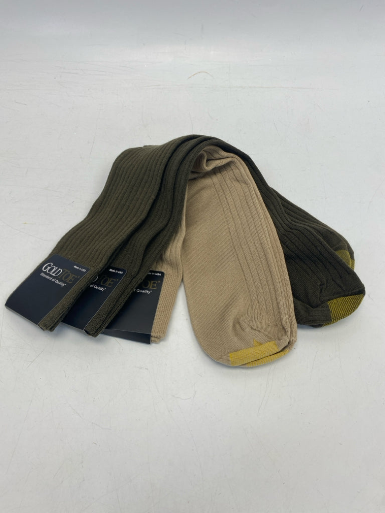 NEW Goldtoe Olive Green Tan Men&