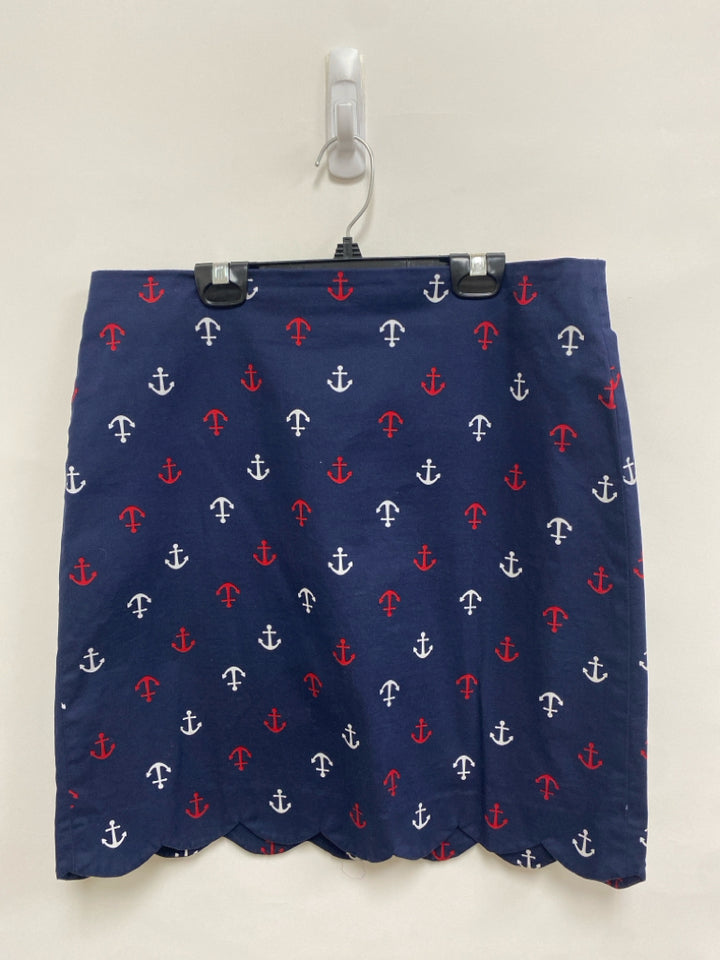 Talbots Size 10P Navy White/Red Anchors Petite Skirt