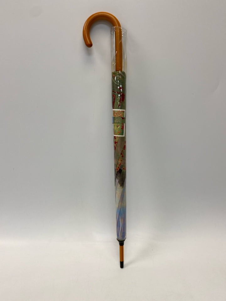 NWT Monet Green/Red Multi Color Flowers Umbrella