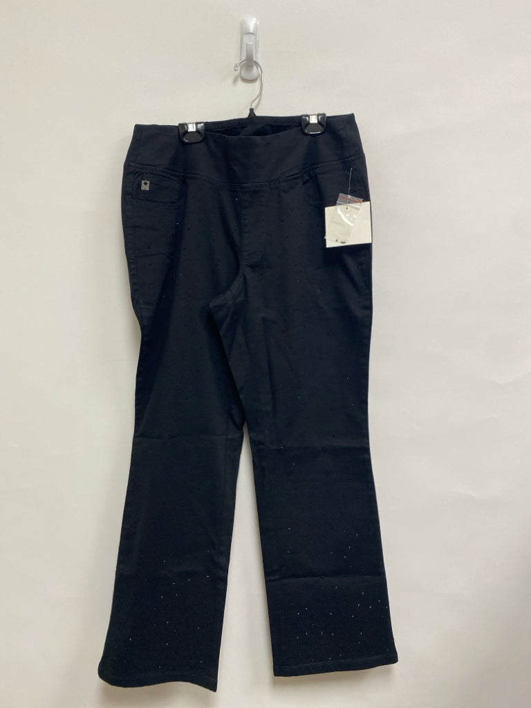 NWT KIM GRAVEL Size 12P Black Studded Pull-on Petite Pants