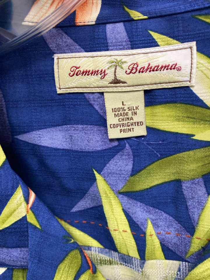 Tommy Bahama Size L Navy Green/Brown Tropical Button Up Men&