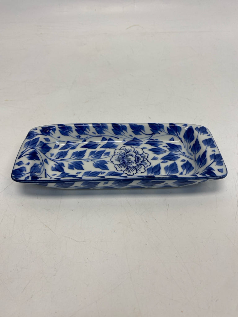 Blue White Print Ceramic Serving Piece