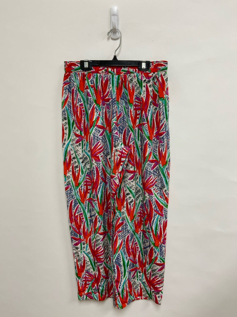 NWT Kenzo Paris Size 40 Cream/Red Green/Multi Floral Silk Ladies Pants