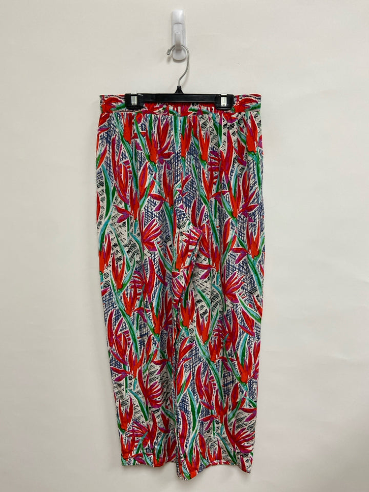 NWT Kenzo Paris Size 40 Cream/Red Green/Multi Floral Silk Ladies Pants