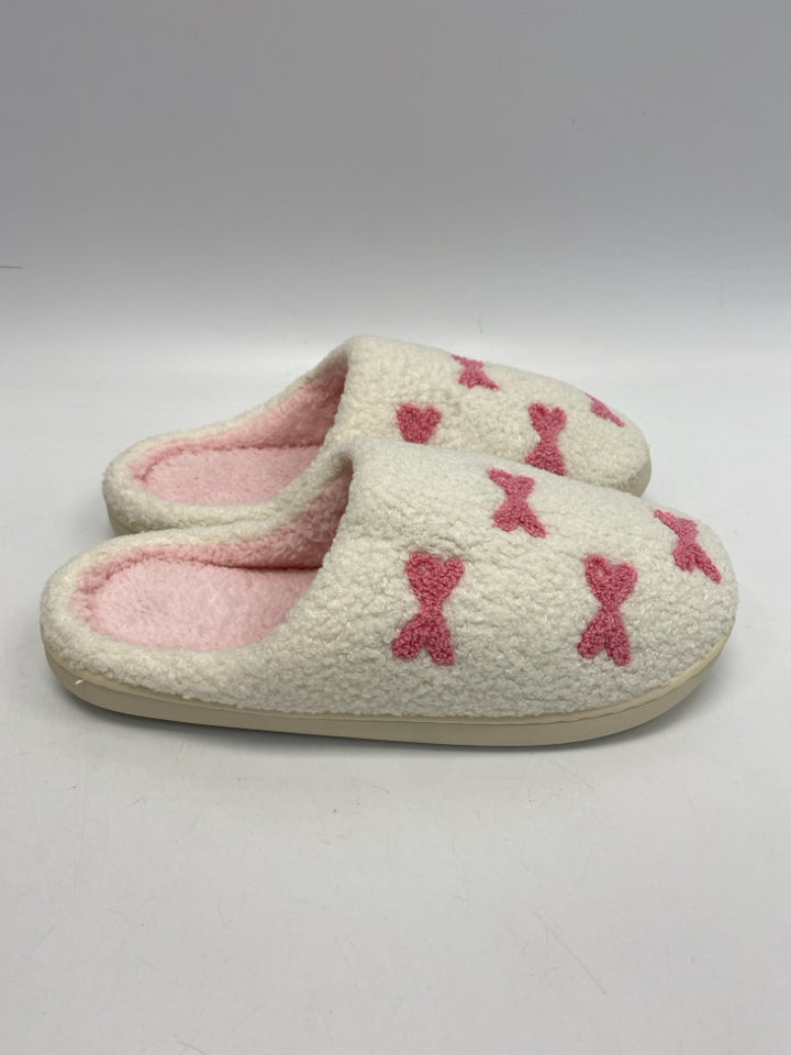 Size S,M,L White Pink Bow(s) Slippers