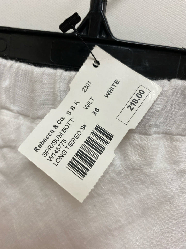 NWT WILT Size XS White Tiered Linen Ladies Skirt