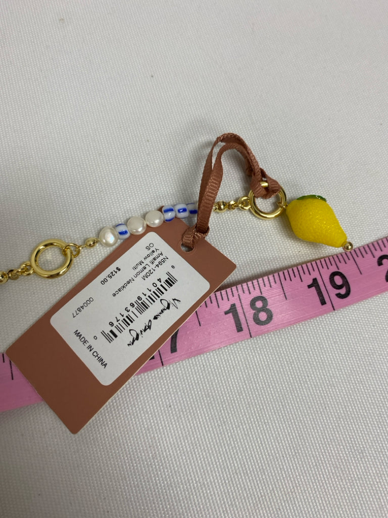 NWT Mignonne Gavigan Yellow/Blue Pearl Color Lemons Necklace