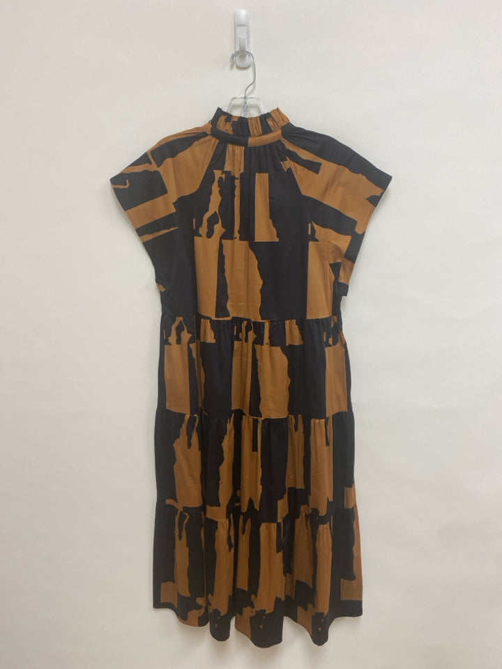 NWT Crosby Size M Black Brown V Neck Ladies Dress
