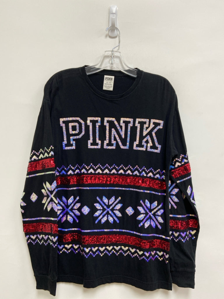 Victoria Secret Size XS Black Purple/Blue Sequins Long Sleeve Ladies Top