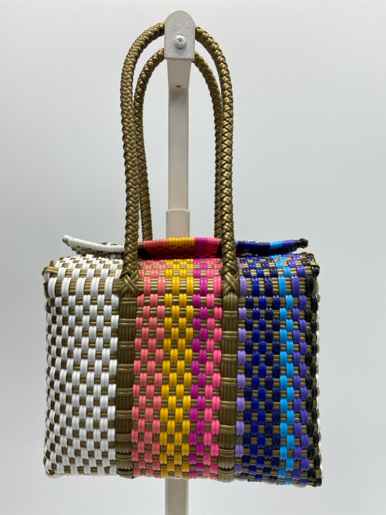 Multi-Color Woven Plastic Handbag