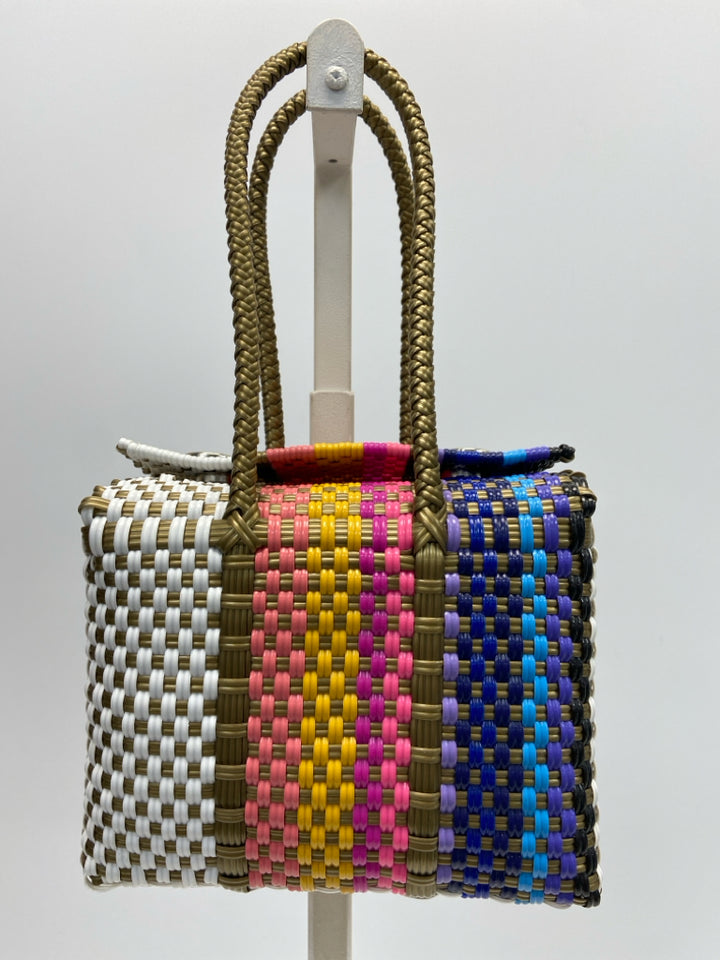 Multi-Color Woven Plastic Handbag