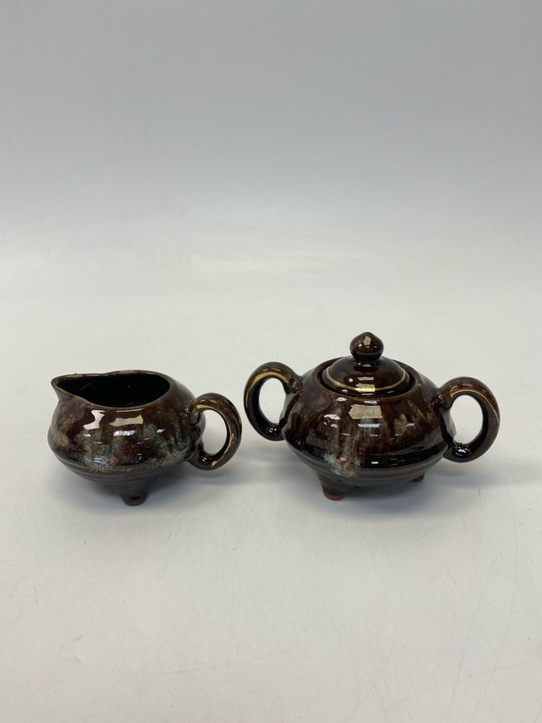Brown Ceramic Sugar/Creamer