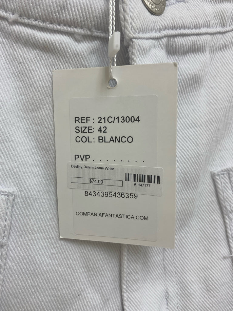NWT COMPANIA FANTASTICA Size 12 White Wide Leg Ladies Jeans