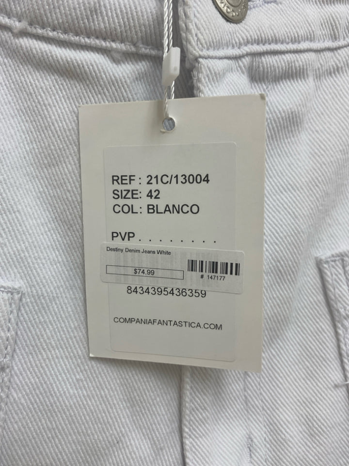 NWT COMPANIA FANTASTICA Size 12 White Wide Leg Ladies Jeans