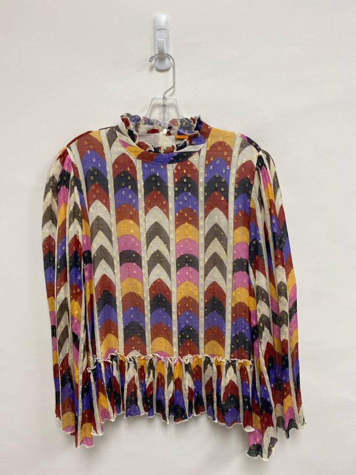 Oliphant Size M White Purple/Red Striped Ladies Top