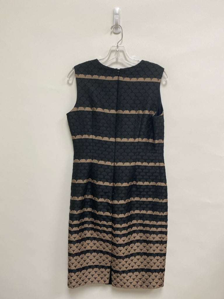 Carmen Marc Valvo Size 10 Black Taupe Scalloped Sleeveless Ladies Dress