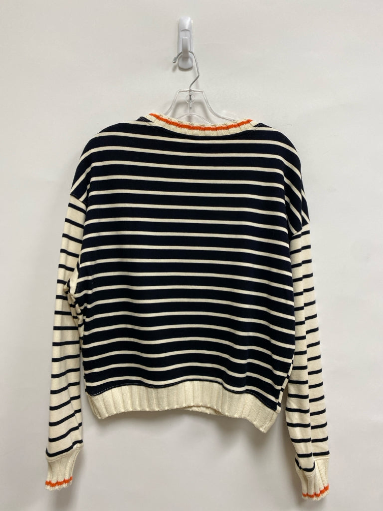 Maeve Size S Cream Black Stripes Long Sleeve Ladies Top