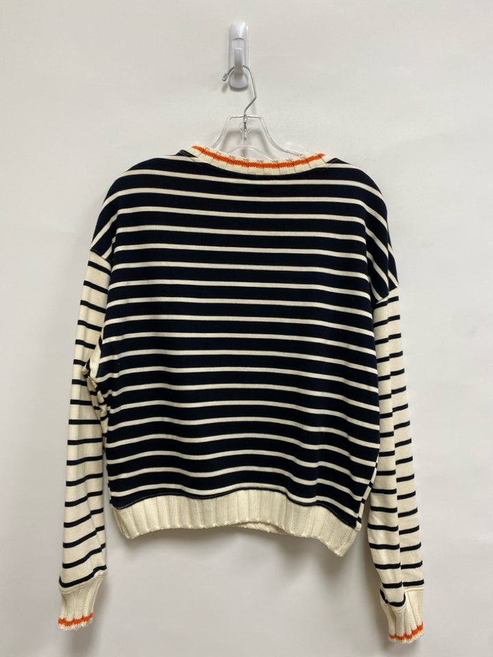 Maeve Size S Cream Black Stripes Long Sleeve Ladies Top