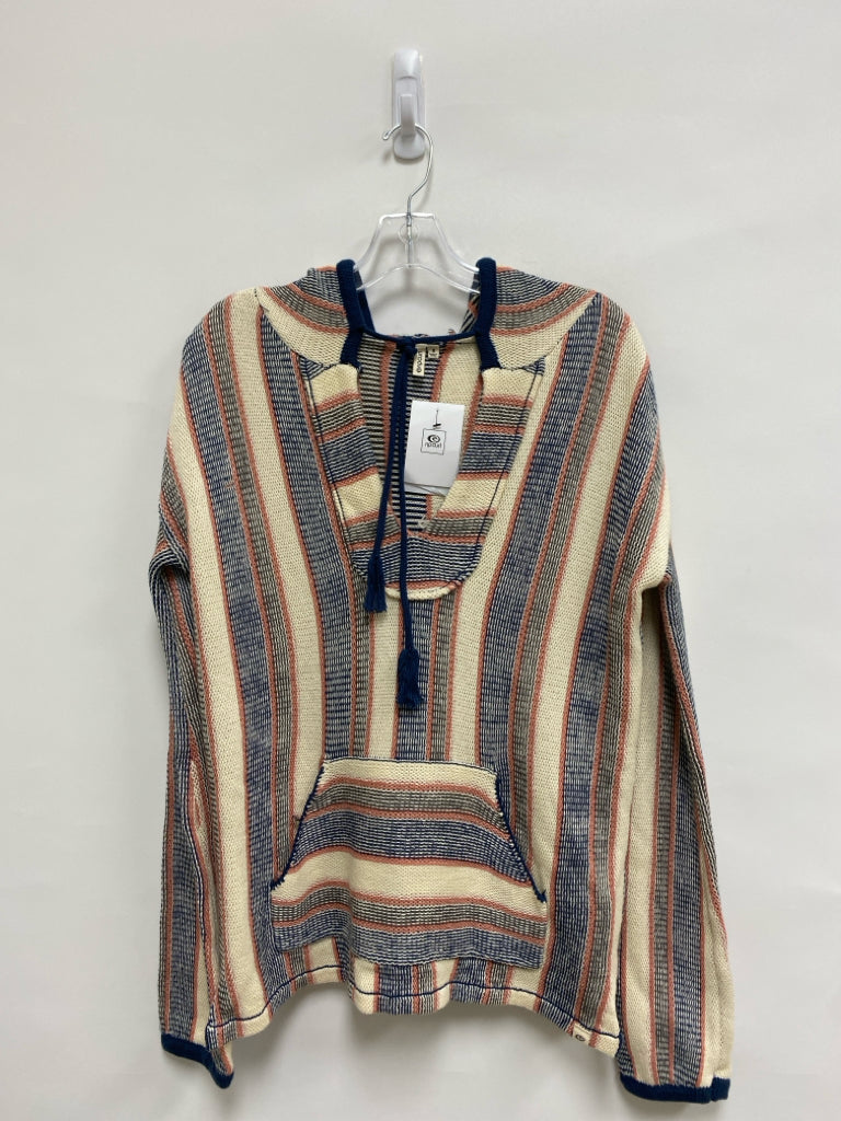 NWT Size 8 Cream Coral/Blue Striped Hooded Ladies Sweater