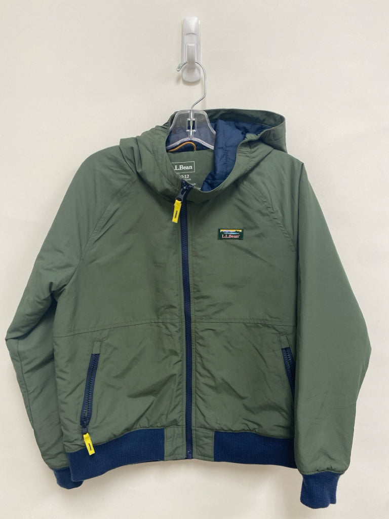 L L Bean SIZE 10/12 Dark Green Zip Down Hooded Boy&