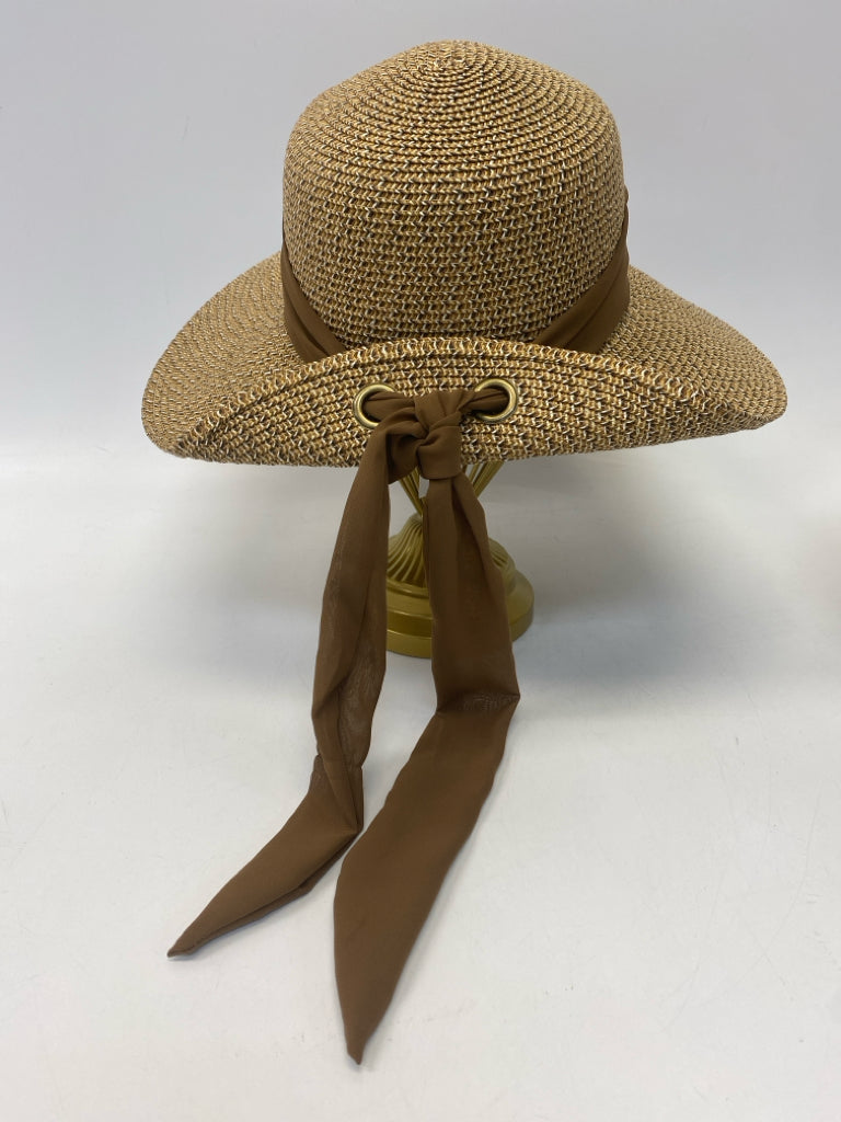 Nine West Brown Cream Woven Misc. Hat