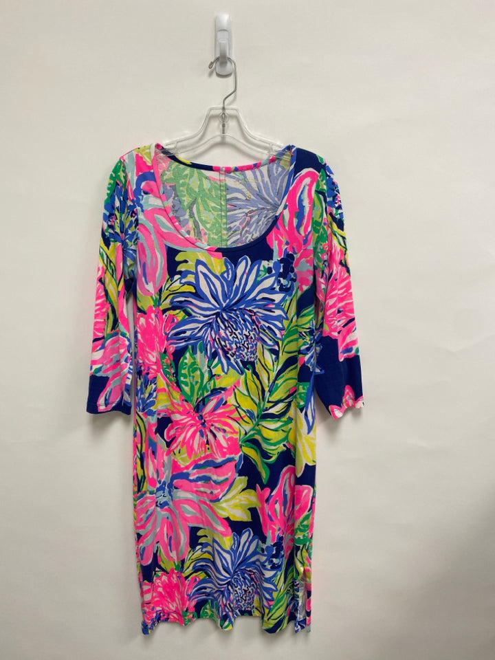 LILLY PULITZER Size M Navy/Blue Pink/Multi Floral Ladies Dress