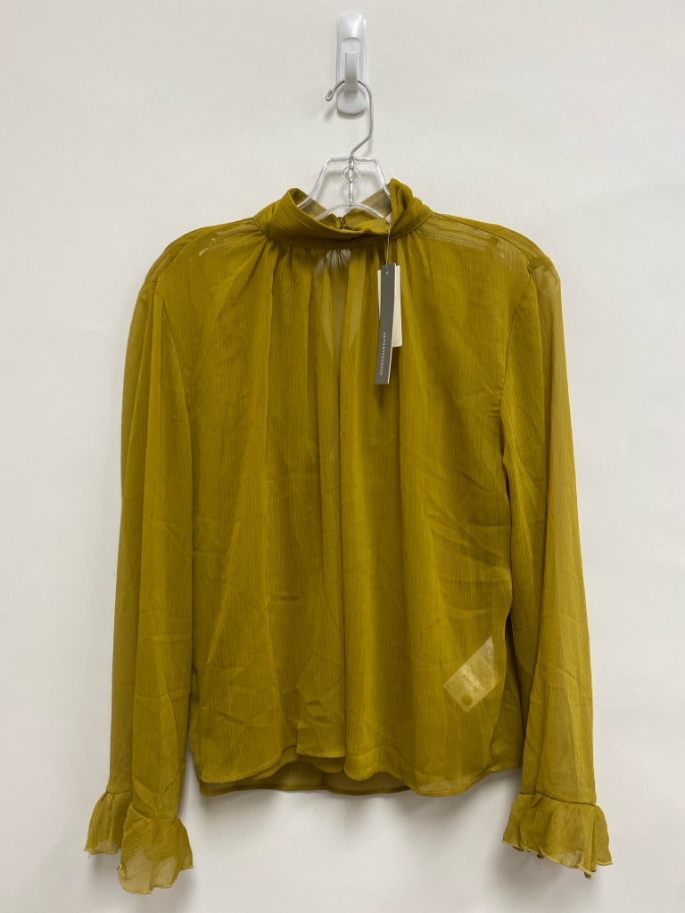NWT Anthropologie Size XS Dark Gold Crinkle Mock Neck Ladies Top