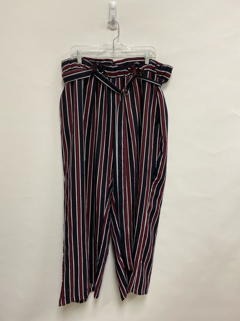 Size 3X Navy/White Dark Red Striped Plus Size Pants