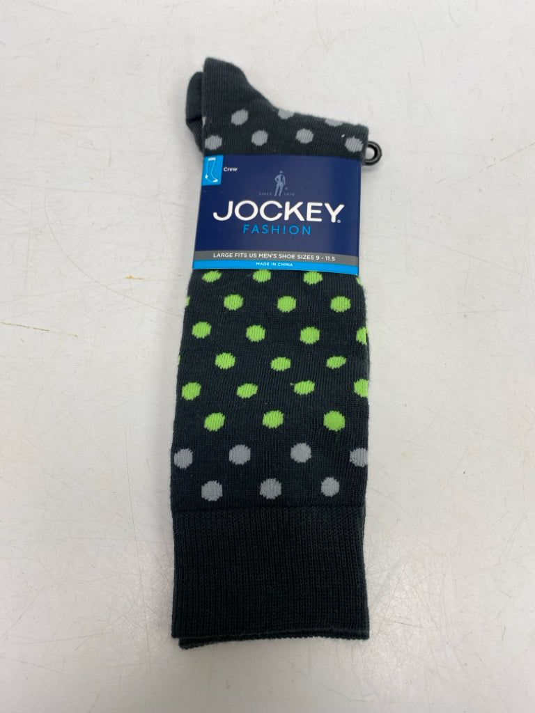 NEW Jockey Black Lime Green Polka Dot Men&