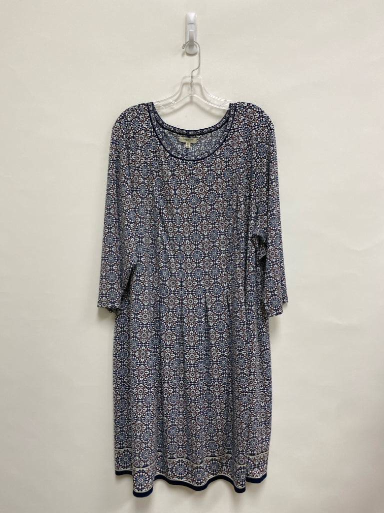 Max Studio  SIZE  3X Navy White/Orange Plus Size Dress