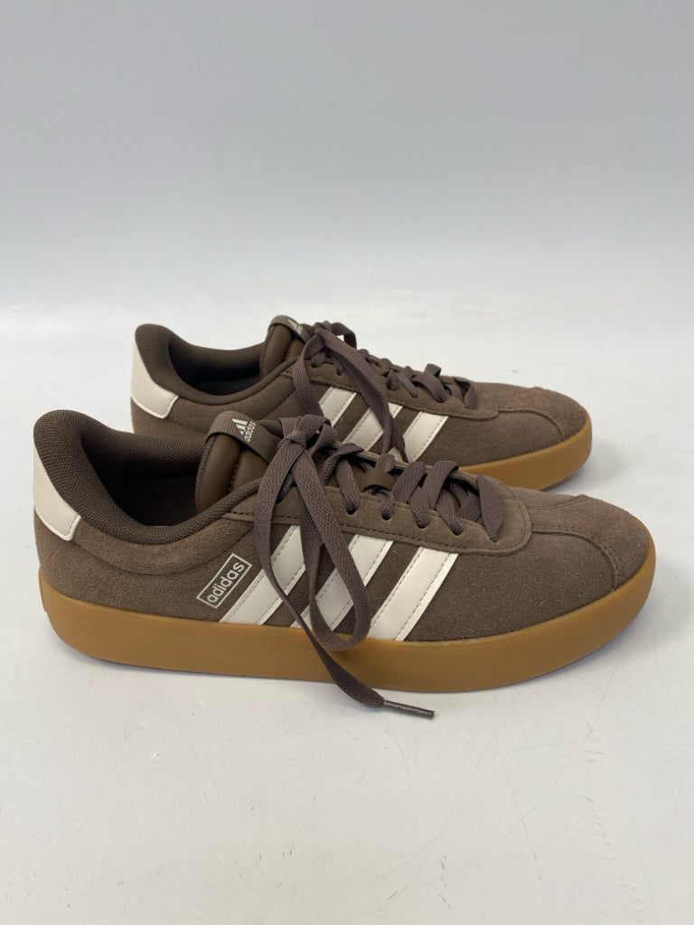 NWOT Adidas  Size 9 Brown Cream Lace-up Suede Sneakers