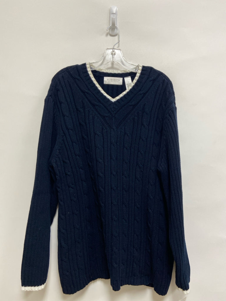 NWT ELIZABETH Size 2X Navy Cable Knit Plus Size Sweater