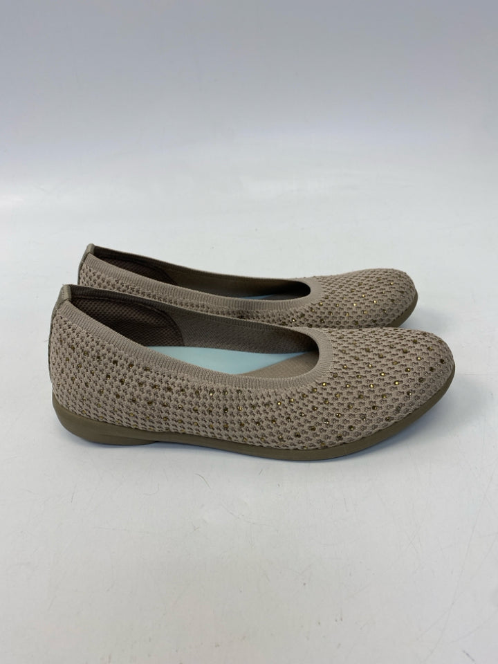 Life Stride  Size 7.5 Taupe Beaded Flats
