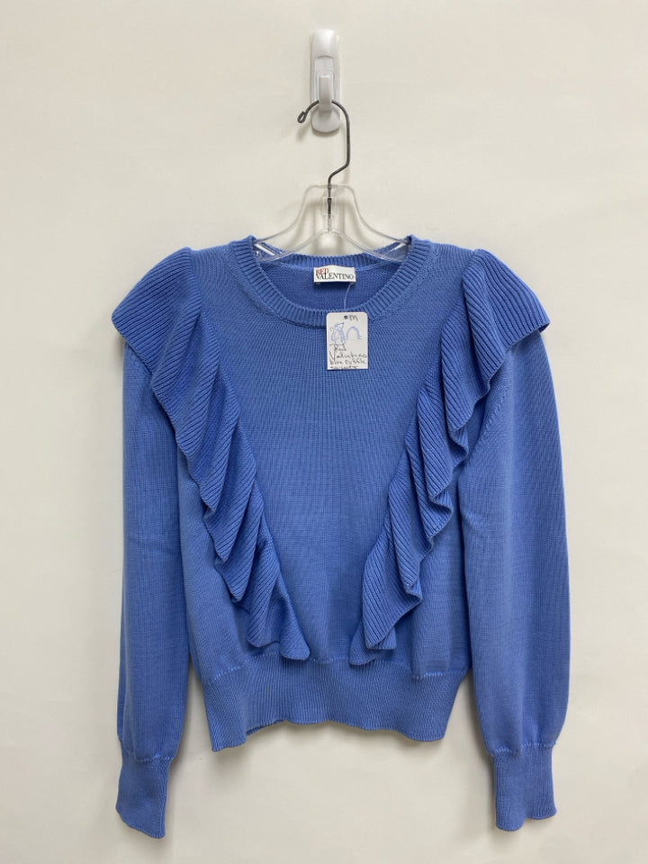 RED VALENTINO Size M Periwinkle Ruffles Cotton Ladies Sweater
