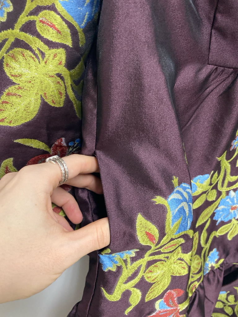 NWT TUCKERNUCK Size XS Dark Plum Green Floral Jacquard Ladies Dress