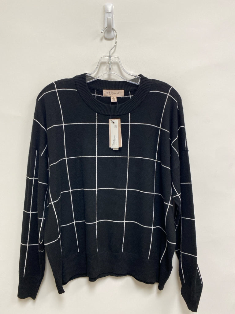 NWT philosophy Size LP Black/White Windowpane Petite Sweater