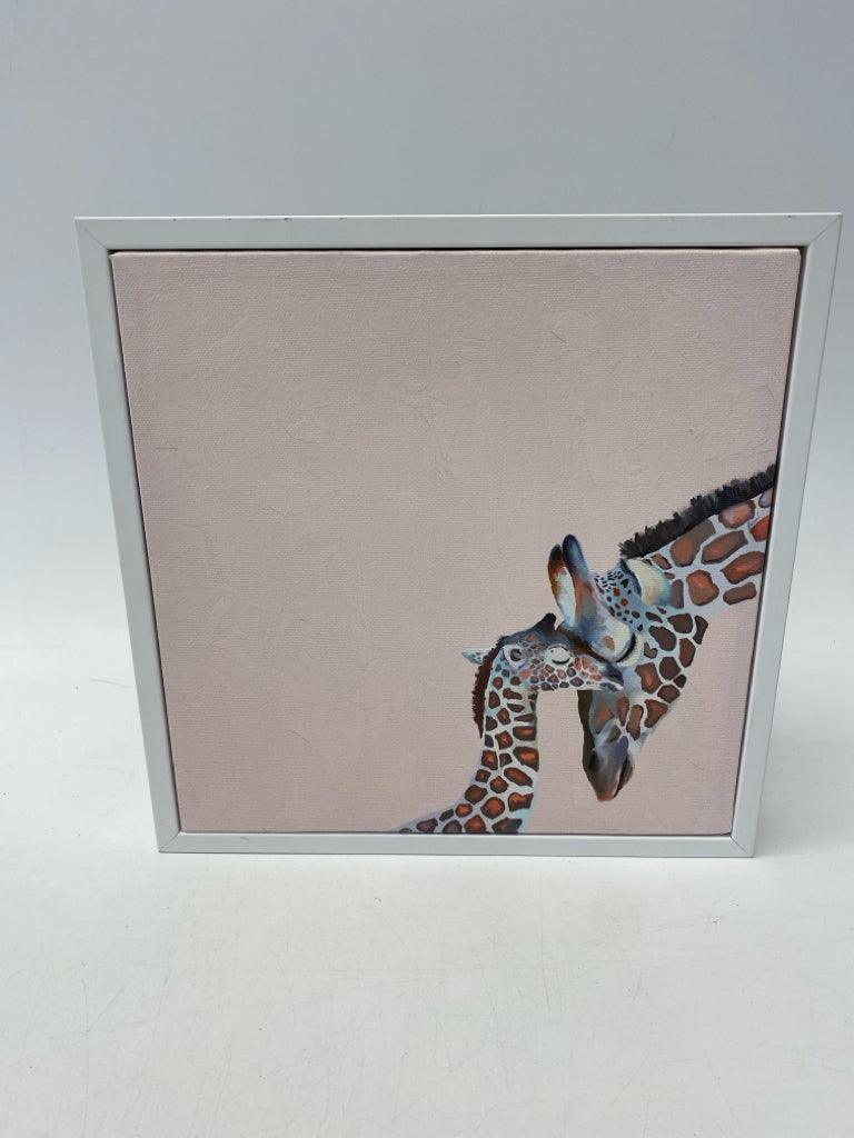 Pale Pink Brown/White Giraffe Kids Canvas Art