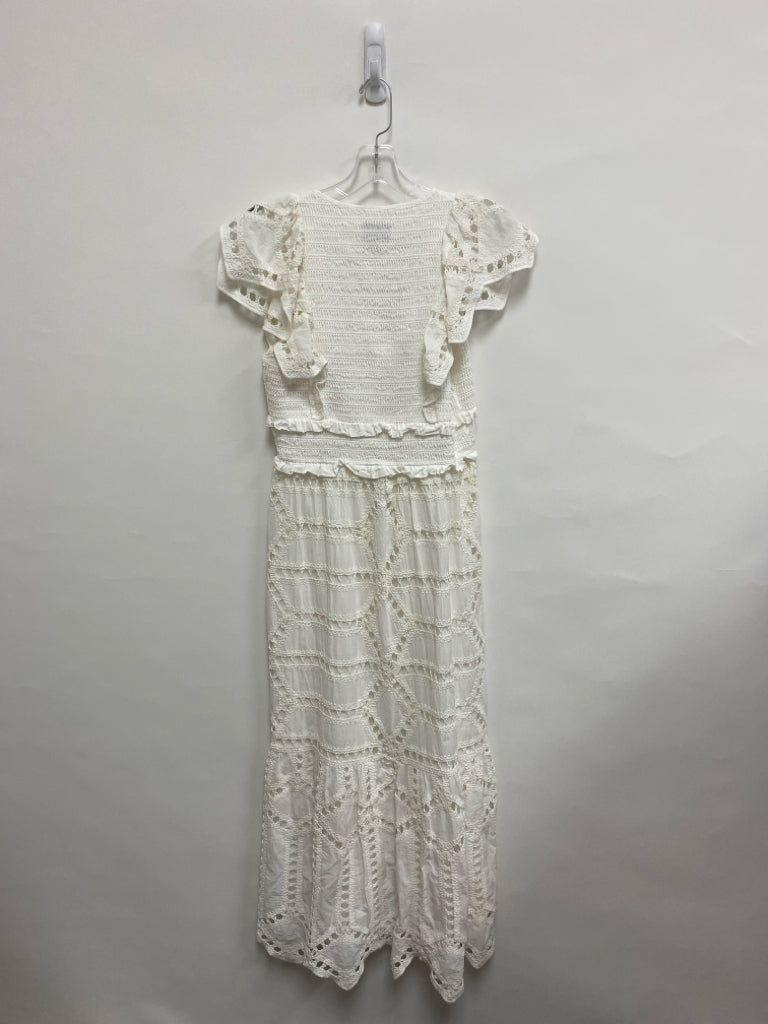 SAYLOR Size S White Smocking Maxi Embroidered Ladies Dress