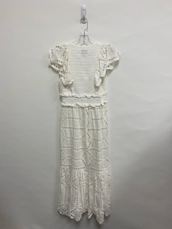 SAYLOR Size S White Smocking Maxi Embroidered Ladies Dress