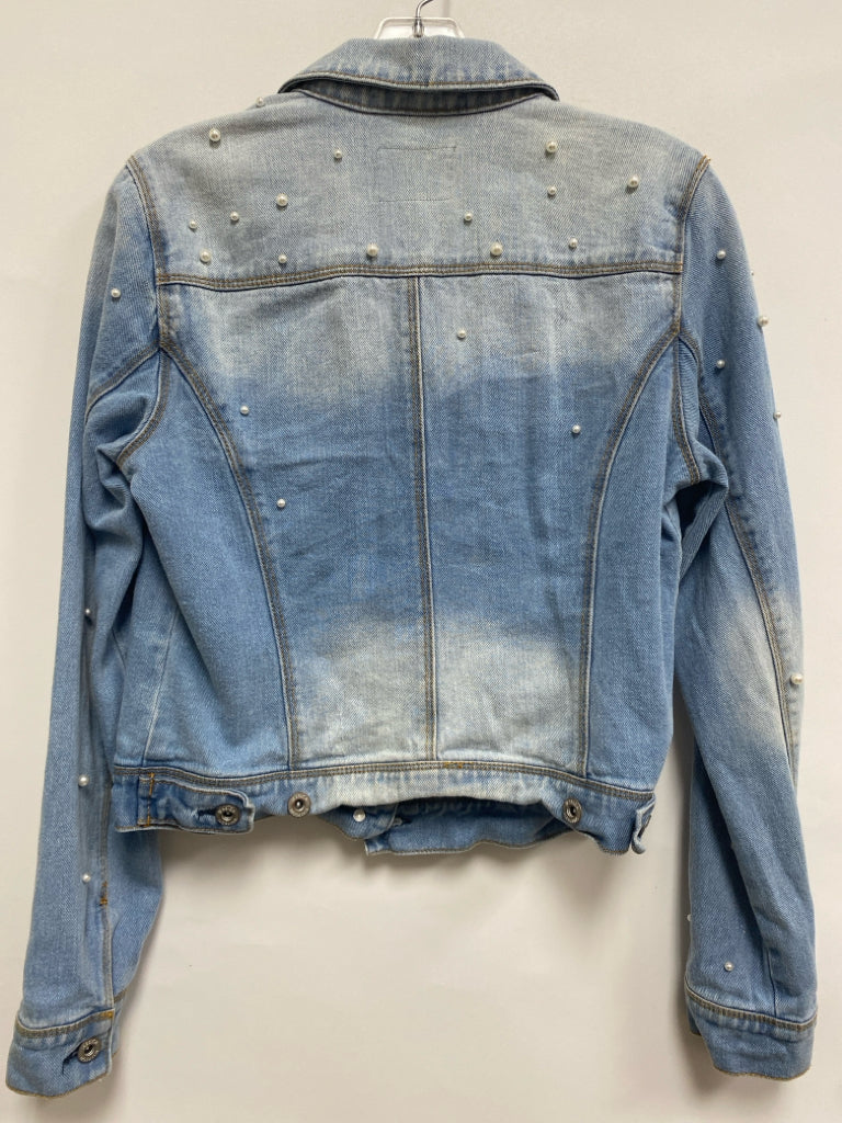 Jessica Simpson SIZE M Pale Blue Pearl Button Up Denim Girl&